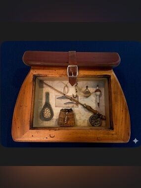 Vintage 3D Fly Fishing Wood Shadow Box Rustic Lake House Decor